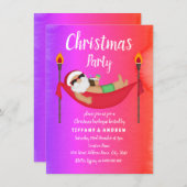 サンタトロピカルサマークリスマスパーティー招待状 招待状 (正面/裏面)
