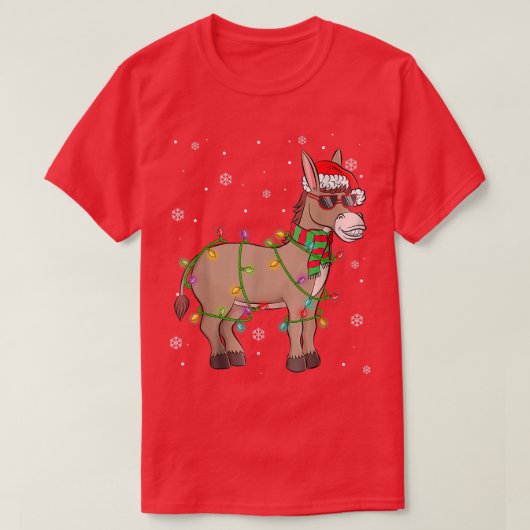 サンタドおもしろいンキークリスマスライトドンキークリスマスホー Tシャツ (デザイン正面)