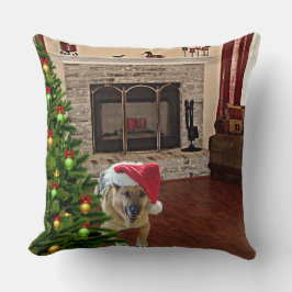 サンタドイツの羊飼い犬バイクリスマスツリー クッション