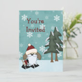 サンタドッグクリスマスホリデー誕生日招待状 招待状 (スタンド正面)