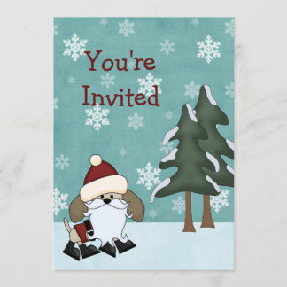 サンタドッグクリスマスホリデー誕生日招待状 招待状
