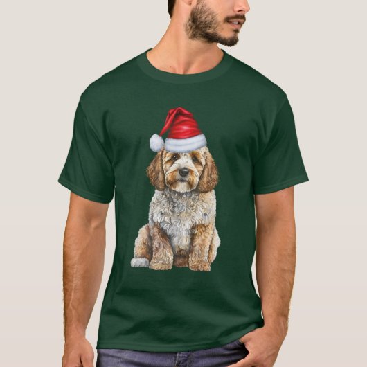 サンタドッグコックパプーおもしろいクリスマス Tシャツ (正面)