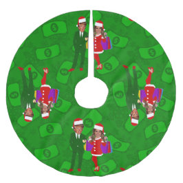 サンタドナルドメラニヤンプクリスマスマネー ブラッシュドポリエステルツリースカート