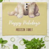 サンタドパーソナライズされたおもしろいグヴィンテージレッドマスタード キッチンタオル (折り畳み)