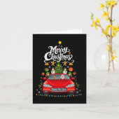 サンタドライおもしろいビングワゴンレッドトラッククリスマスツリー カード (黄色い花)