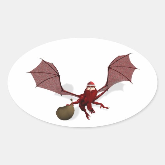 サンタドラゴン 楕円形シール (正面)