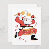 サンタドラマーおもしろい醜いクリスマスクリスマスドラミング シーズンカード (正面/裏面)