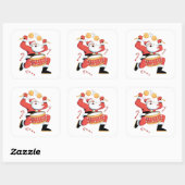 サンタドラマーおもしろい醜いクリスマスクリスマスドラミング スクエアシール (シート)