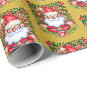 サンタナマステヨガポーズクリスマスギフト ラッピングペーパー (ロールコーナー)