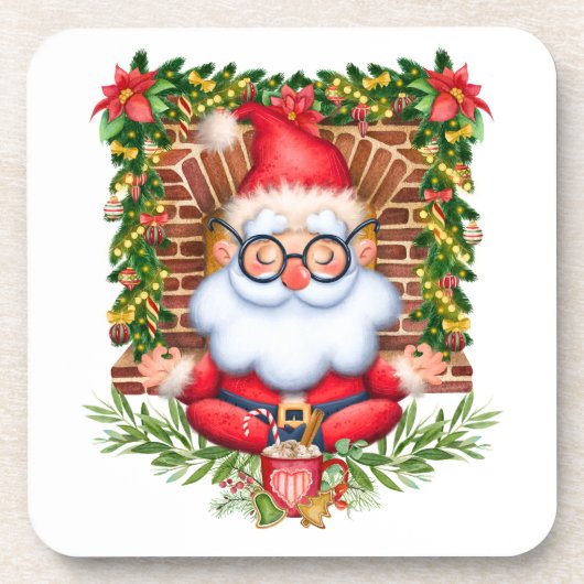 サンタナマステヨガポーズクリスマスコースターセット6 コースター (正面)