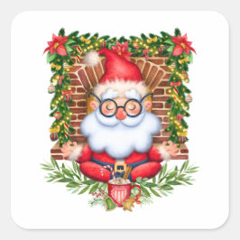 サンタナマステヨガポーズクリスマス スクエアシール