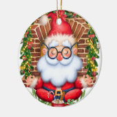 サンタナマステヨガポーズクリスマス セラミックオーナメント (左)