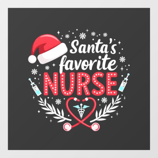 サンタナースお気に入りのクリスマス看護 ウィンドウサイン (シート)