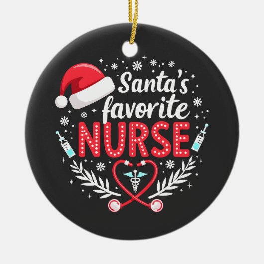サンタナースお気に入りのクリスマス看護 セラミックオーナメント (正面)