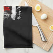 サンタニューファンドランド夫婦メリークリスマスドッグギフト キッチンタオル (四つ折り)