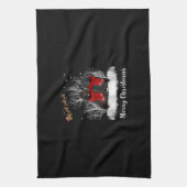 サンタニューファンドランド夫婦メリークリスマスドッグギフト キッチンタオル (縦)