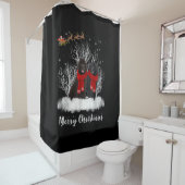 サンタニューファンドランド夫婦メリークリスマスドッグギフト シャワーカーテン (インサイチュ)