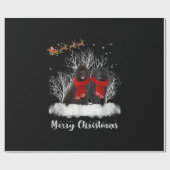 サンタニューファンドランド夫婦メリークリスマスドッグギフト ラッピングペーパー (フラット)