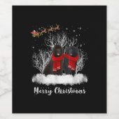 サンタニューファンドランド夫婦メリークリスマスドッグギフト ワインラベル (シングルラベル)