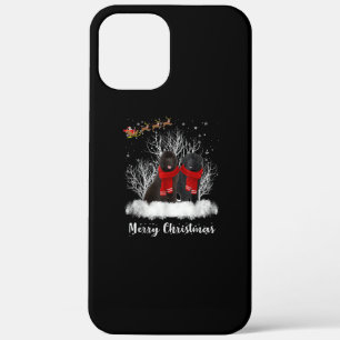 サンタニューファンドランド夫婦メリークリスマスドッグギフト iPhone 12 PRO MAX ケース