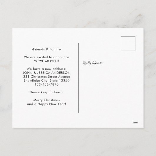 サンタニューホームストップクリスマスフォトホリデームービング シーズンポストカード (裏面)