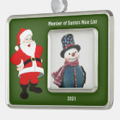 サンタニースリストグリーンフォトオーナメント シルバープレートフレームオーナメント (左)