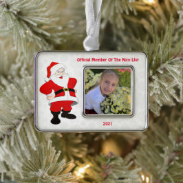 サンタニースリストスノーフレークsレッド文字 シルバープレートフレームオーナメント