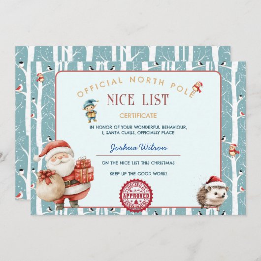 サンタニースリスト冬の森のクリスマス 招待状 (正面/裏面)