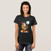 サンタネコ乗りチキントナカイのクリスマスライト Tシャツ (正面フル)