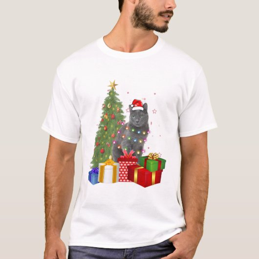 サンタネベルンネコクリスマスツリーライトクリスマスcat.p tシャツ (正面)