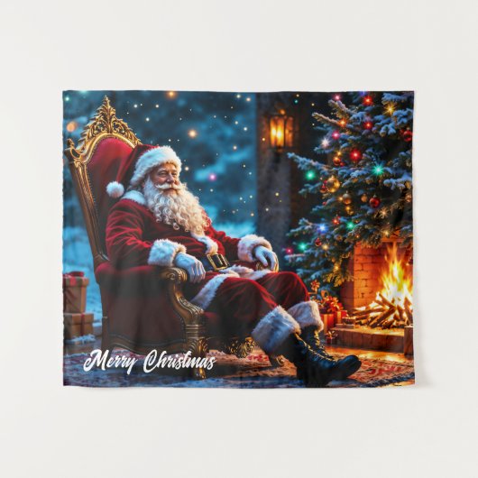 サンタノースポールクリスマスライトファンタジー タペストリー (正面(横))