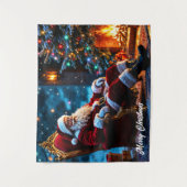 サンタノースポールクリスマスライトファンタジー タペストリー (正面)