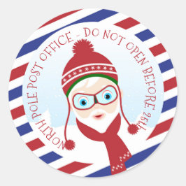 サンタノースポールポストオフィスラウンドステッカー ラウンドシール