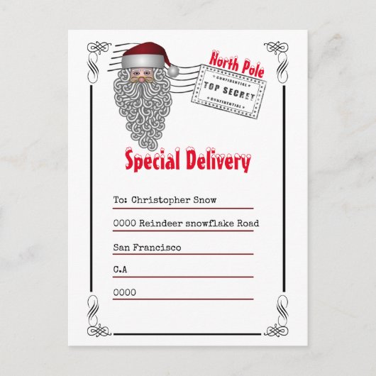 サンタノース・ポールから子どもへの手紙 ポストカード (正面)