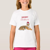 サンタハおもしろいットとクリスマスタイガーの動物 Tシャツ (正面)
