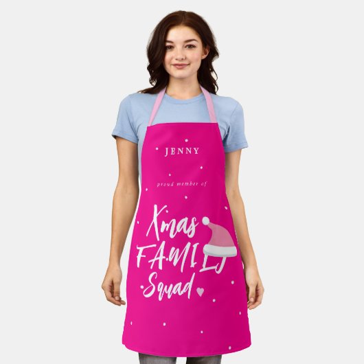 サンタハおもしろいットのクリスマス家族分隊 エプロン (着用した状態)