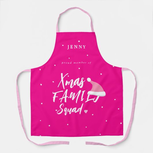 サンタハおもしろいットのクリスマス家族分隊 エプロン (正面)