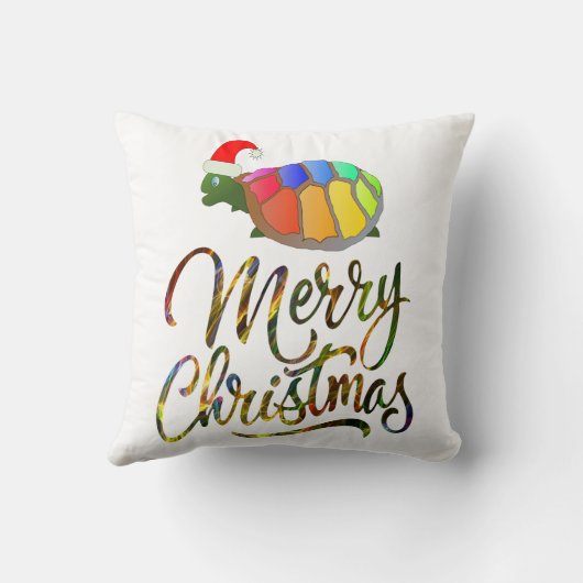 サンタハおもしろいットの贈り物を着たレインボータートルクリスマス クッション (裏面)
