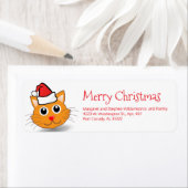 サンタハおもしろいットを着たかわいいメリークリスマス ラベル (インサイチュ)