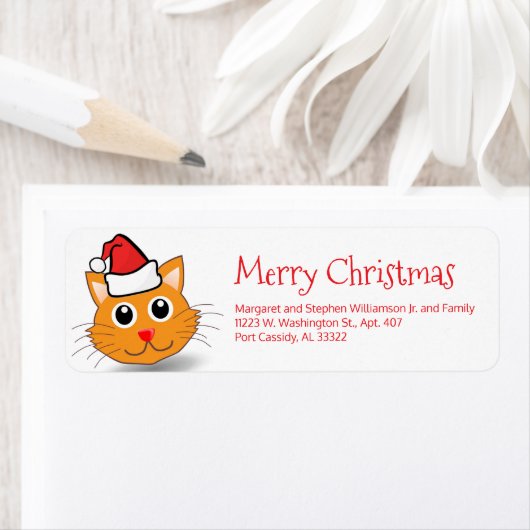 サンタハおもしろいットを着たかわいいメリークリスマス ラベル (インサイチュ)