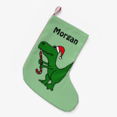 サンタハおもしろいットストッキングのTレックス恐竜 スモールクリスマスストッキング (正面 (吊り時))