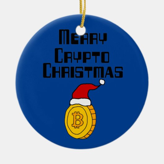サンタハおもしろいットメリーのクリプトクリスマスビットコイン セラミックオーナメント (正面)