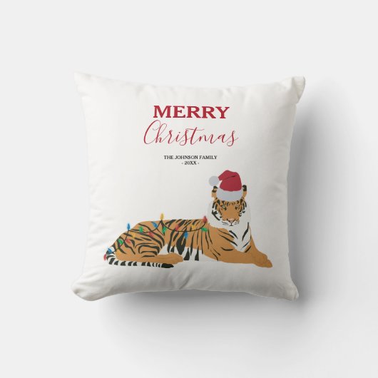 サンタハおもしろいット付きクリスマスタイガー動物 クッション (正面)