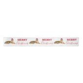 サンタハおもしろいット付きクリスマスタイガー動物 サテンリボン (正面)