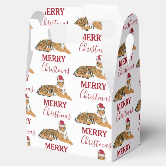 サンタハおもしろいット付きクリスマスタイガー動物 フェイバーボックス (オープン)