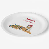 サンタハおもしろいット付きクリスマスタイガー動物 ペーパープレート (アングル)