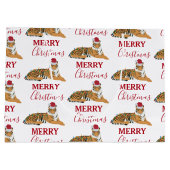 サンタハおもしろいット付きクリスマスタイガー動物 ラージペーパーバッグ (裏面)