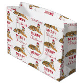 サンタハおもしろいット付きクリスマスタイガー動物 ラージペーパーバッグ (裏面アングル)