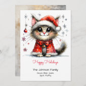 サンタハお洒落ットを着てかわいい猫が幸せ シーズンカード (正面/裏面)