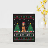 サンタハアイリッシュウルフハウンドドクリスマスツリーライトアップUgl カード (黄色い花)